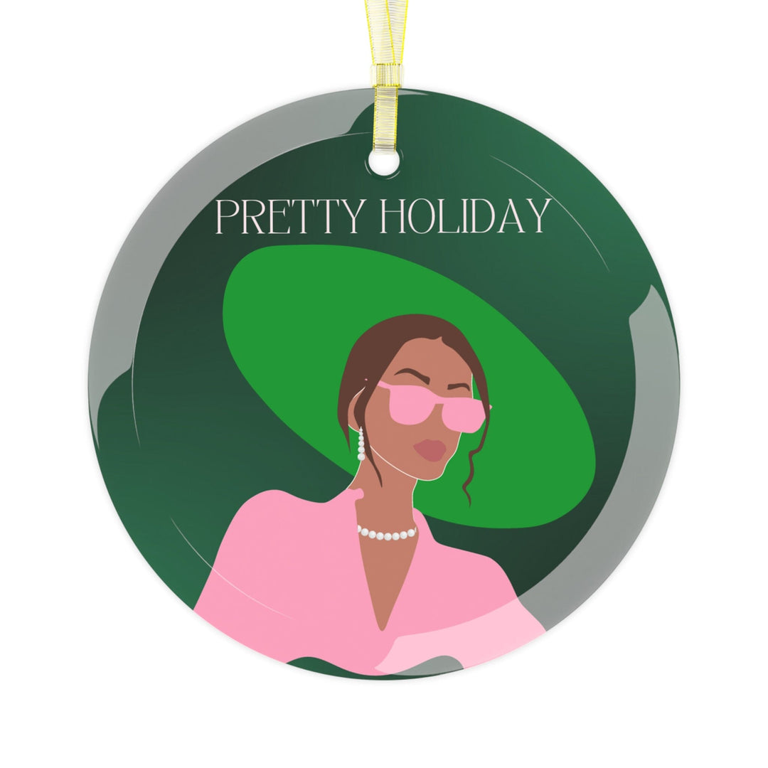 Pink and Green Affair Anastasia Personalized Glass Ornament