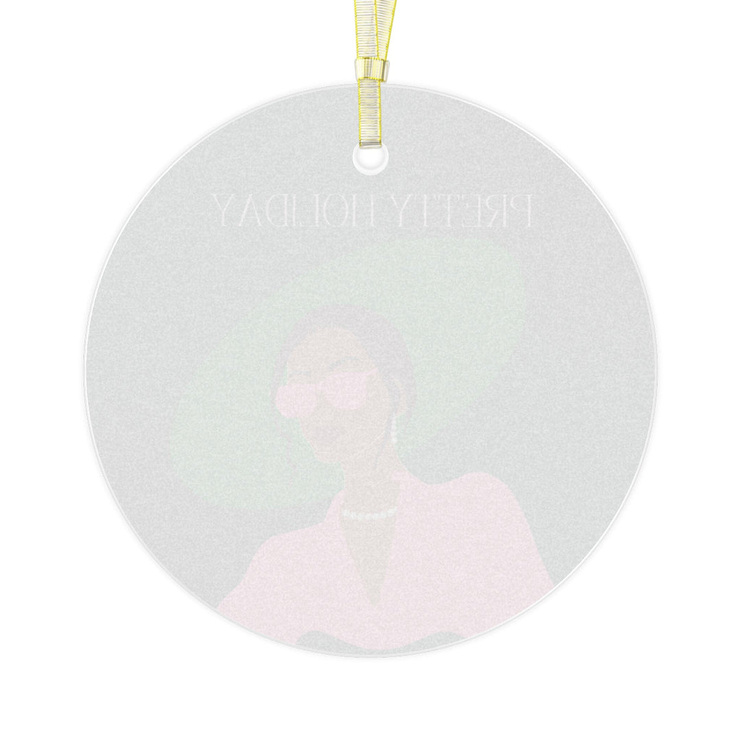 Pink and Green Affair Anastasia Personalized Glass Ornament