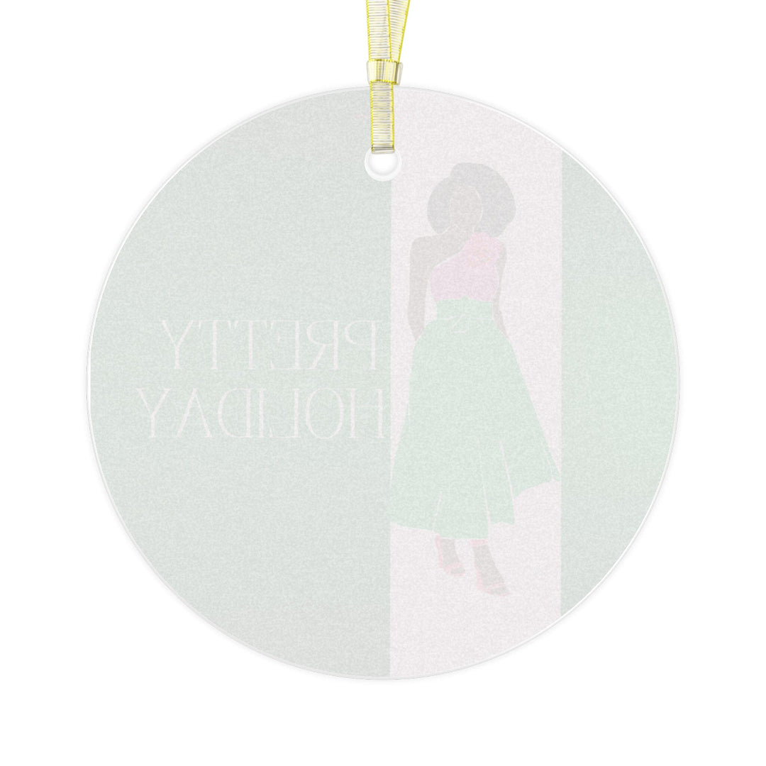 Pink and Green Stacey Affair Personalized Glass Ornament