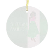 Pink and Green Affair Personalized Glass Ornament