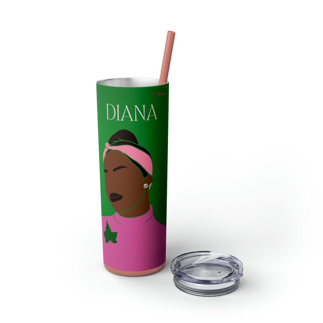 Pink and Green Affair Personalized Skinny Tumbler with Straw, 20oz