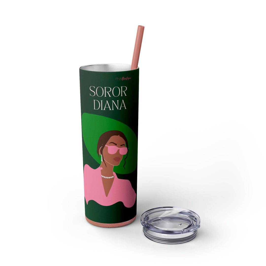 Pink and Green Affair Personalized Skinny Tumbler with Straw, 20oz