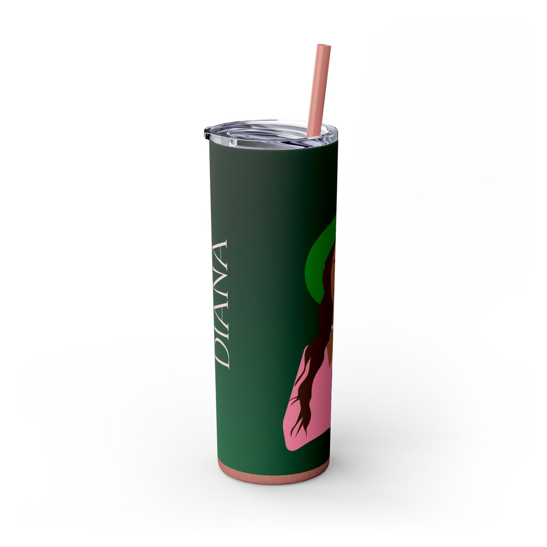 Pink and Green Affair Personalized Skinny Tumbler with Straw, 20oz