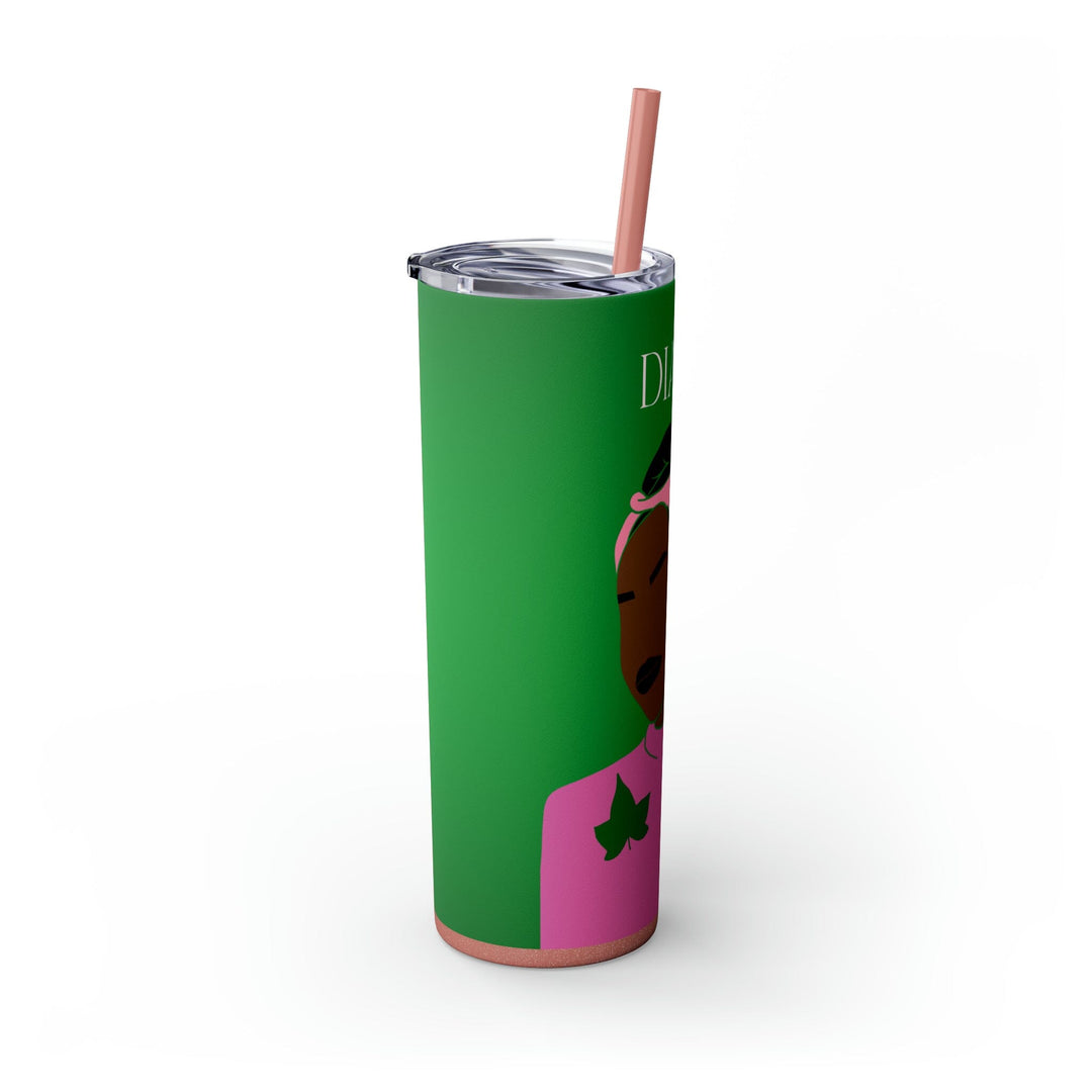 Pink and Green Affair Personalized Skinny Tumbler with Straw, 20oz