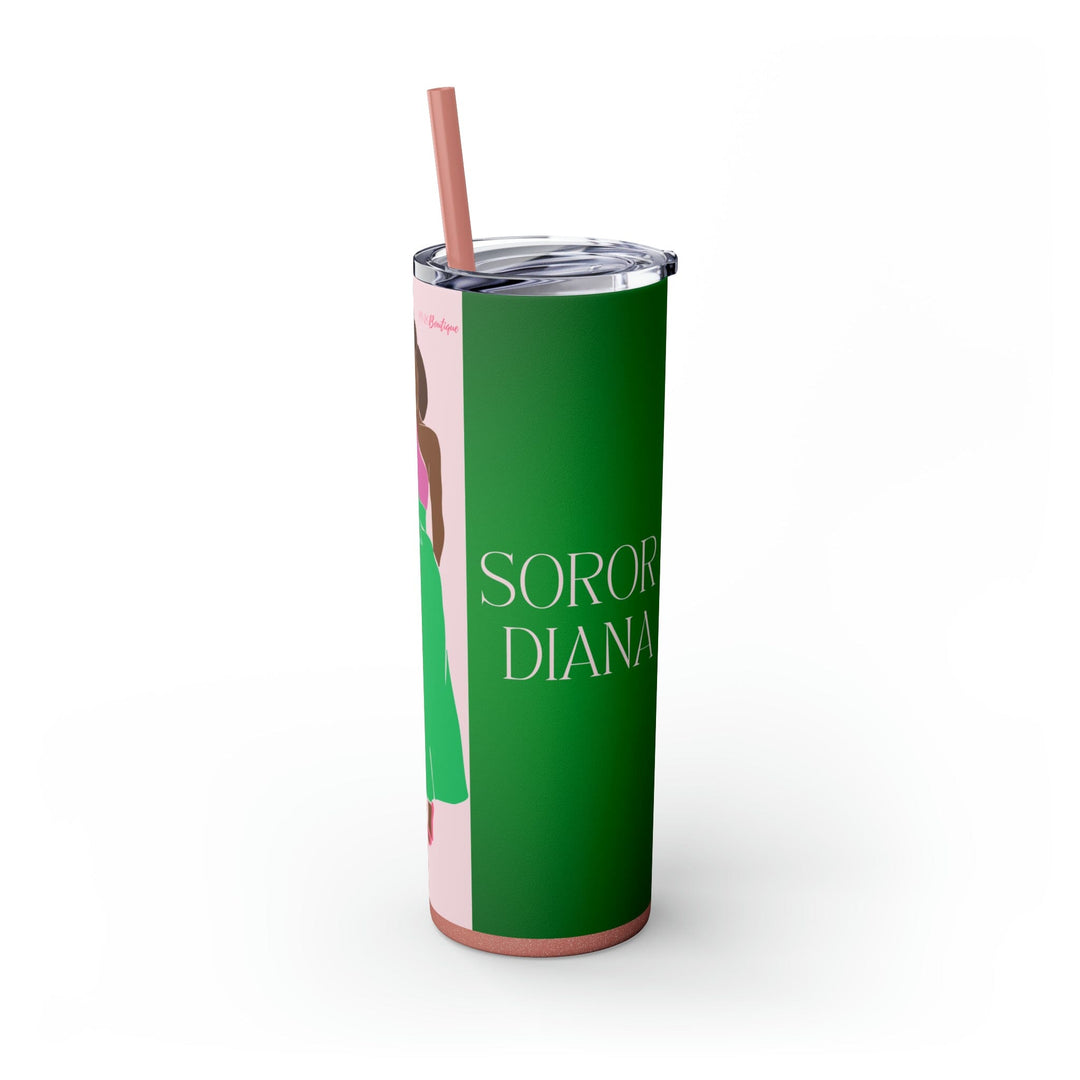 Pink and Green Affair Personalized Skinny Tumbler with Straw, 20oz