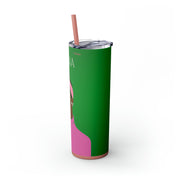 Pink and Green Affair Personalized Skinny Tumbler with Straw, 20oz