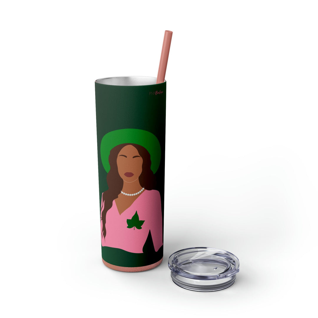 Pink and Green Affair Personalized Skinny Tumbler with Straw, 20oz