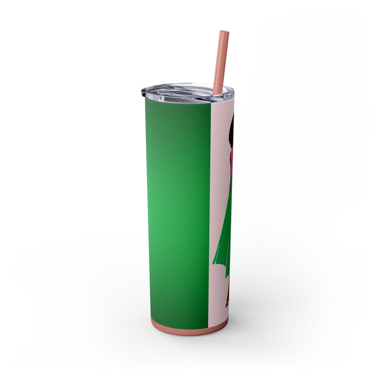 Pink and Green Affair Personalized Skinny Tumbler with Straw, 20oz