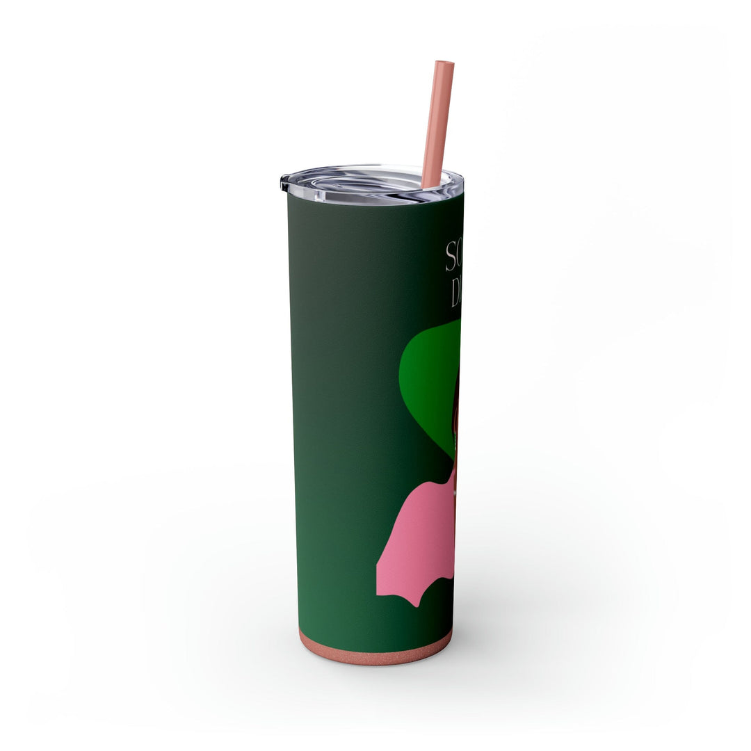 Pink and Green Affair Personalized Skinny Tumbler with Straw, 20oz