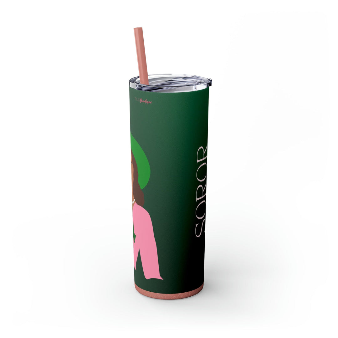 Pink and Green Affair Personalized Skinny Tumbler with Straw, 20oz