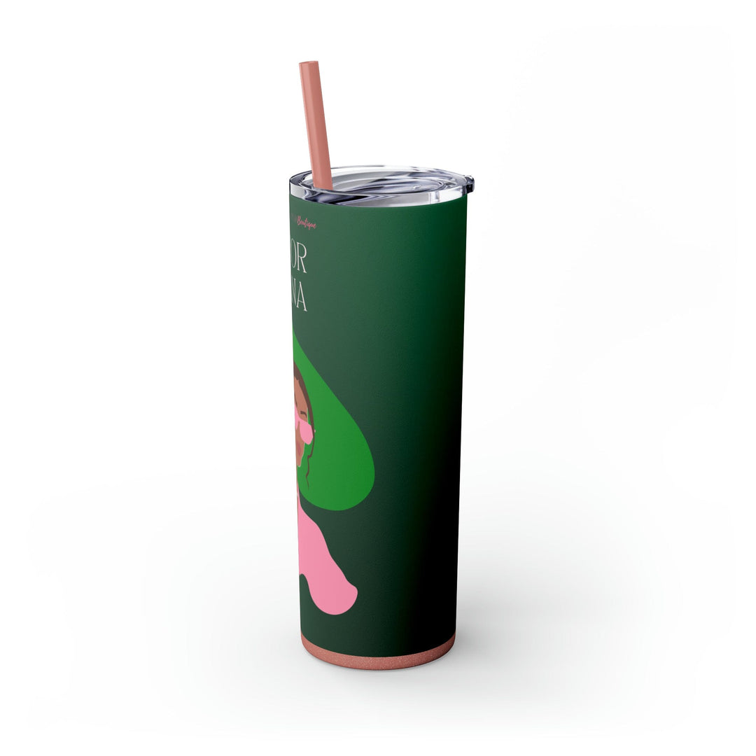 Pink and Green Affair Personalized Skinny Tumbler with Straw, 20oz