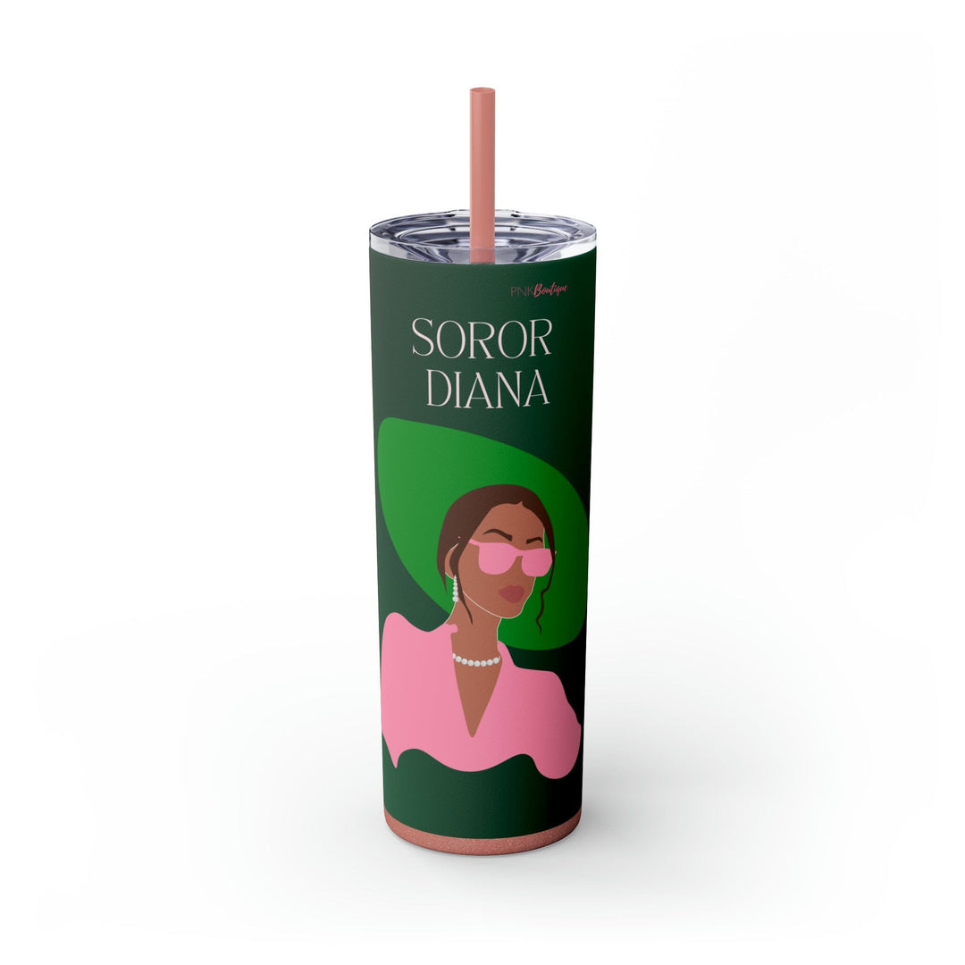 Pink and Green Affair Personalized Skinny Tumbler with Straw, 20oz