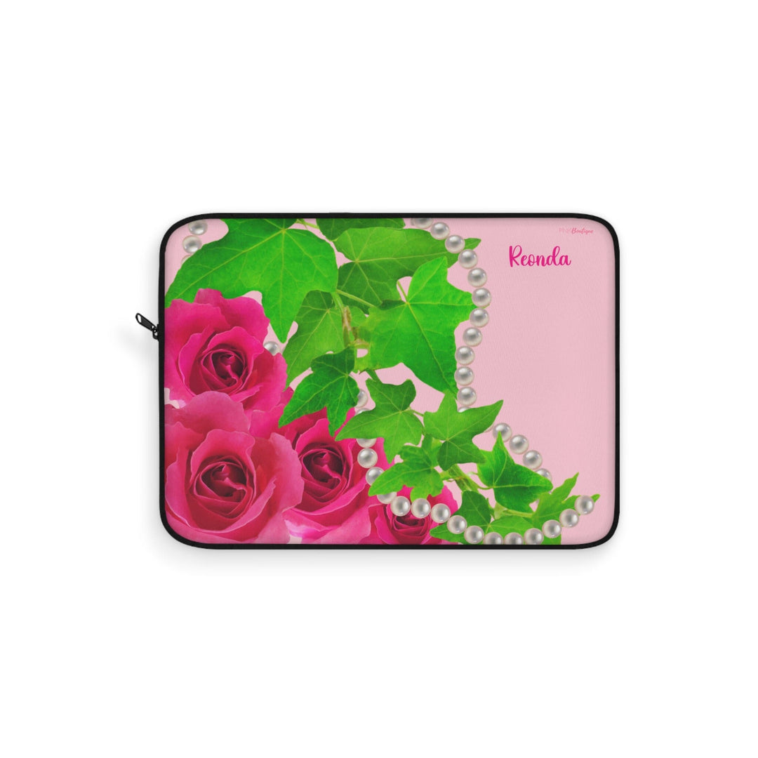 Pink and Green Ivy and Pearls Custom Laptop Sleeve