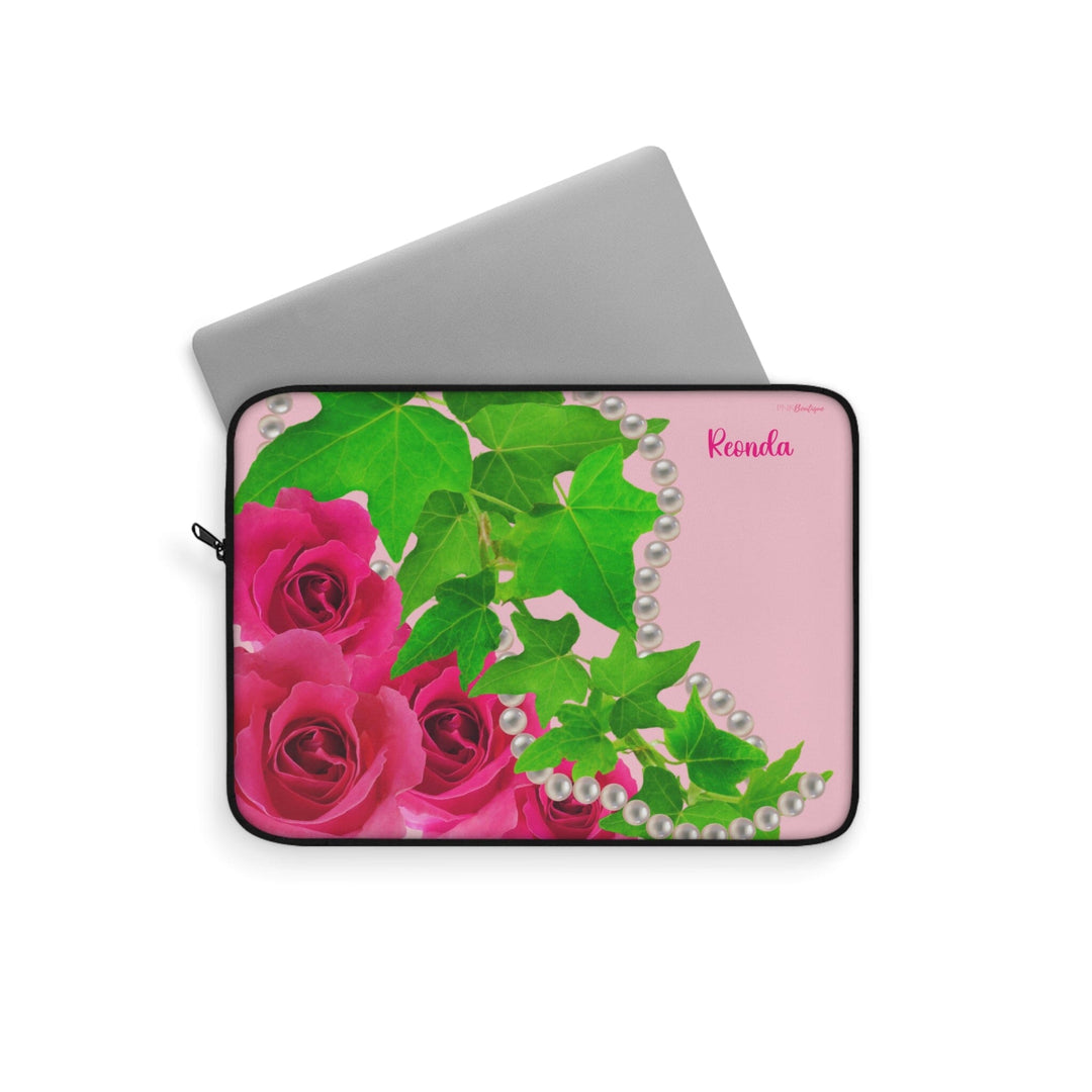 Pink and Green Ivy and Pearls Custom Laptop Sleeve