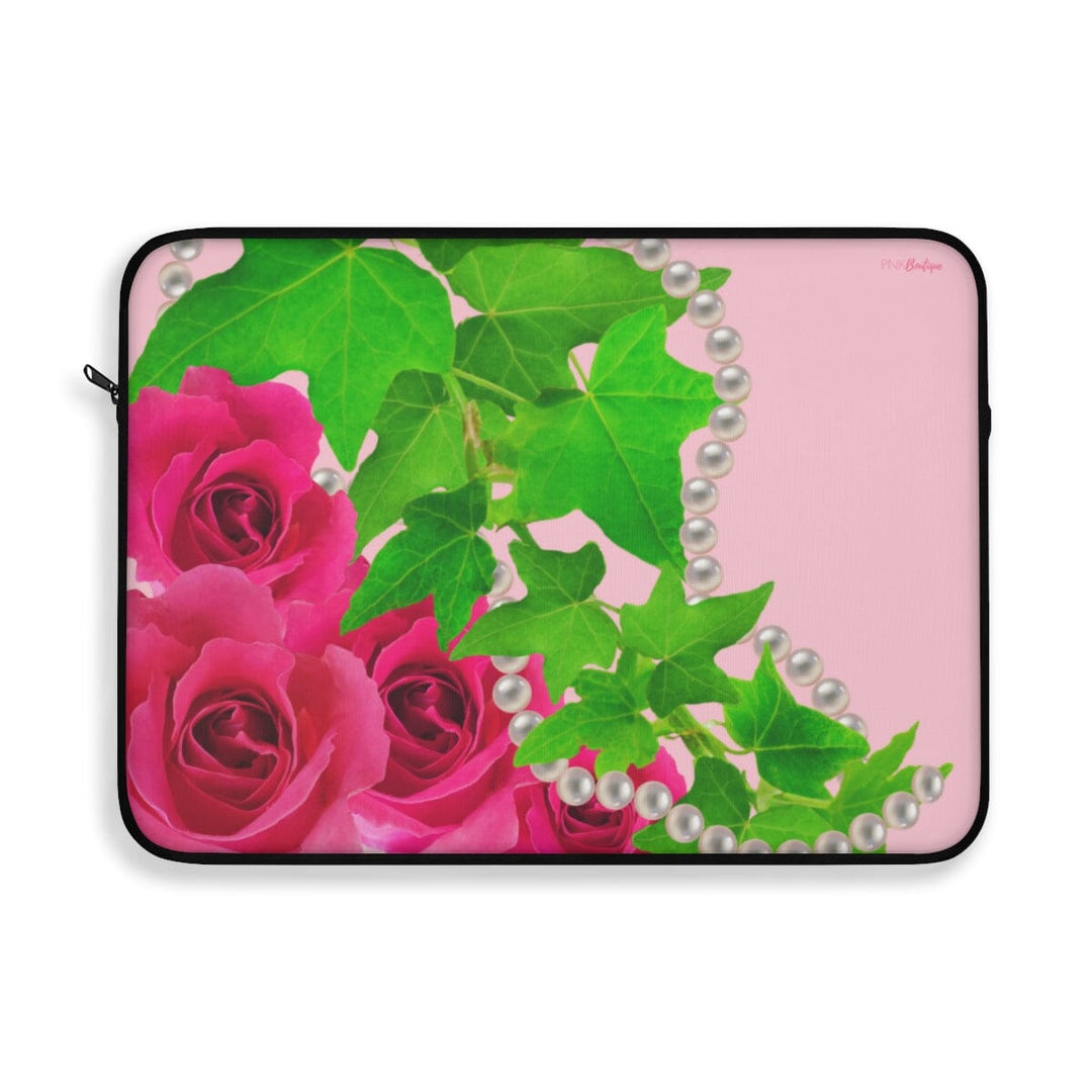 Pink and Green Ivy and Pearls Custom Laptop Sleeve