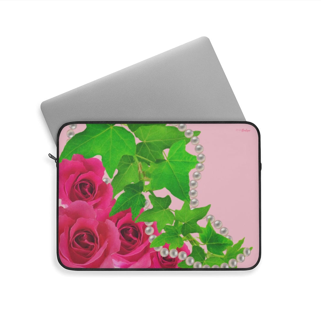 Pink and Green Ivy and Pearls Custom Laptop Sleeve