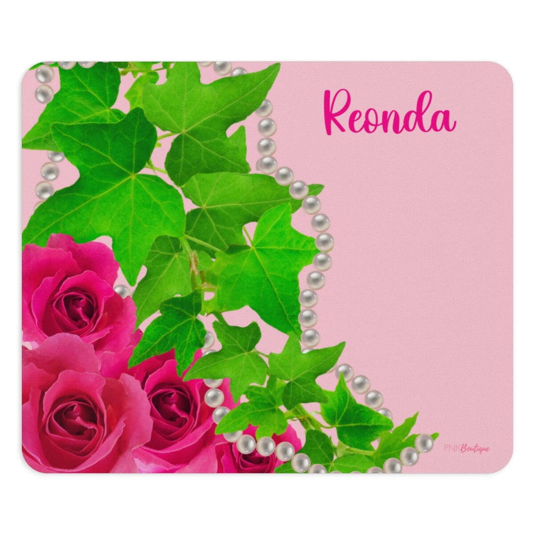 Pink and Green Ivy and Pearls Mouse Pad