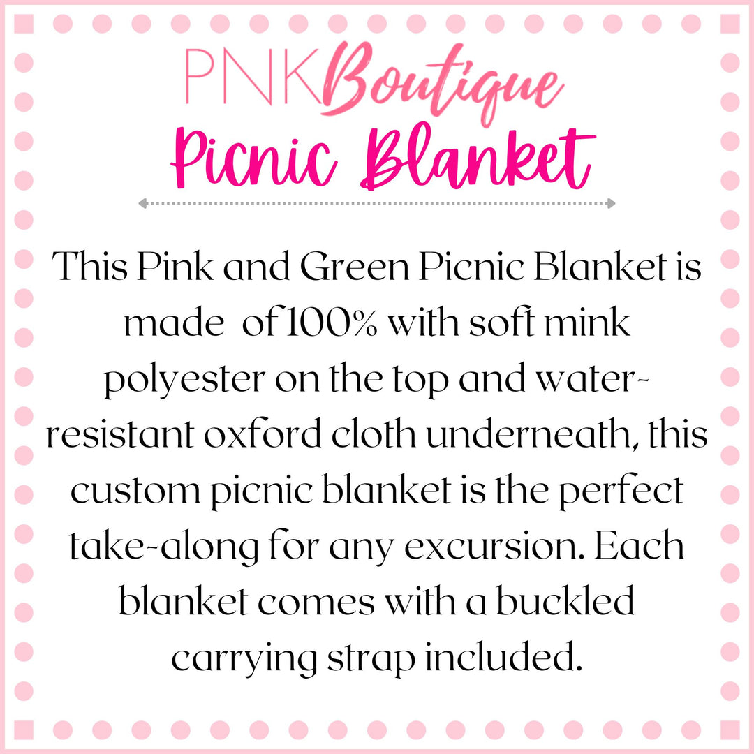 Pink and Green Ivy and Pearls Picnic Blanket