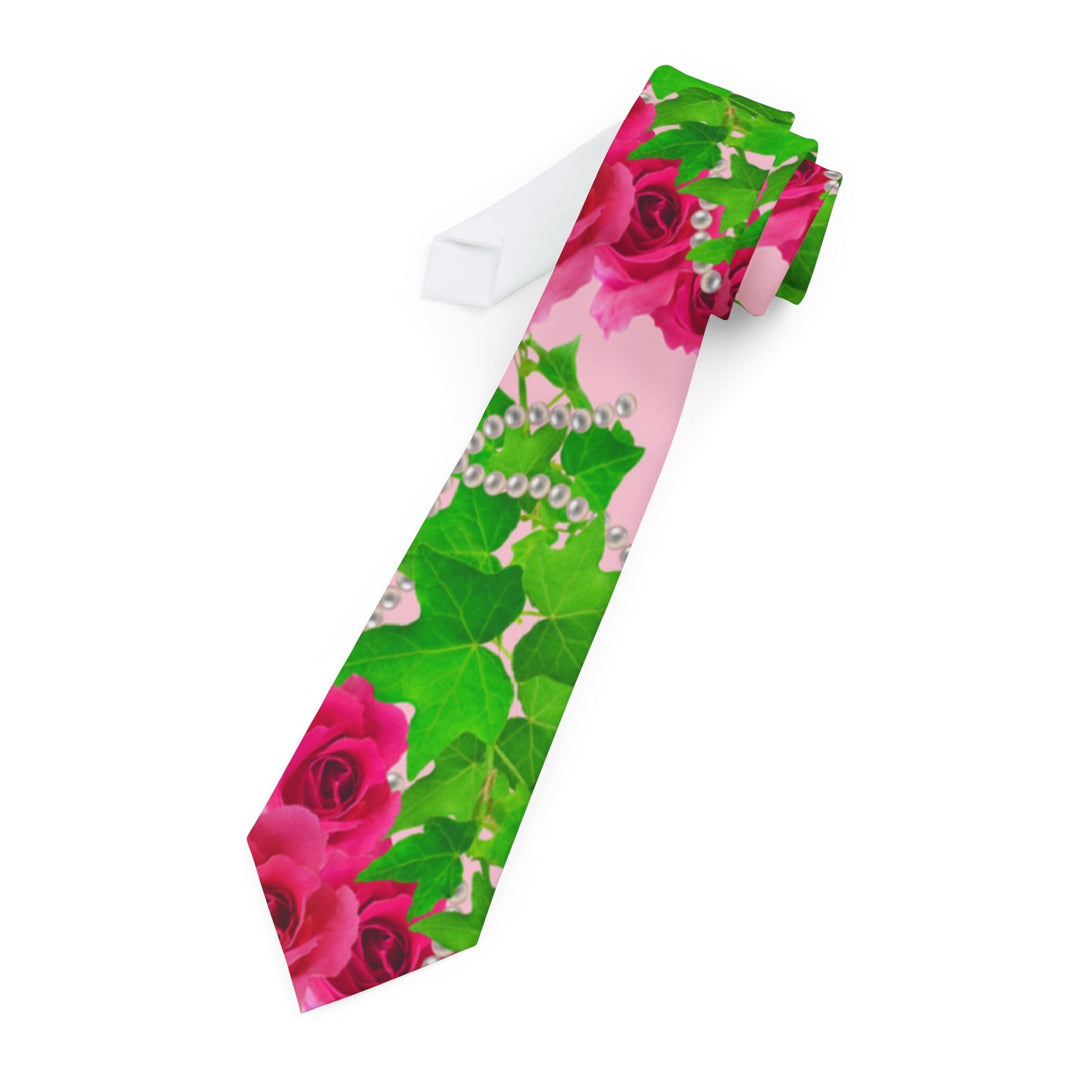 Pink and Green Ivy and Pearls Sorority Inspired Necktie | Elegant Sisterhood Gift for Her