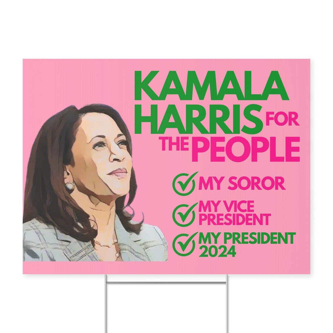 Pink and Green Kamala Harris For the People Yard Sign