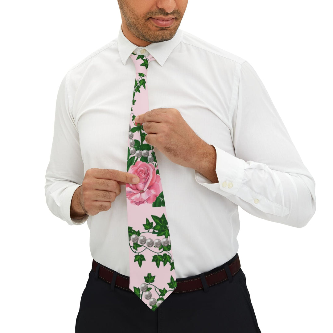 Pink and Green Roses, Ivy and Pearls Sorority Inspired Necktie | Gift for Her