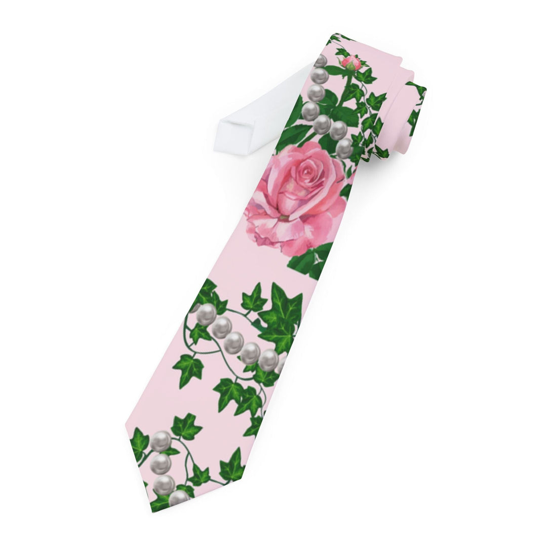 Pink and Green Roses, Ivy and Pearls Sorority Inspired Necktie | Gift for Her