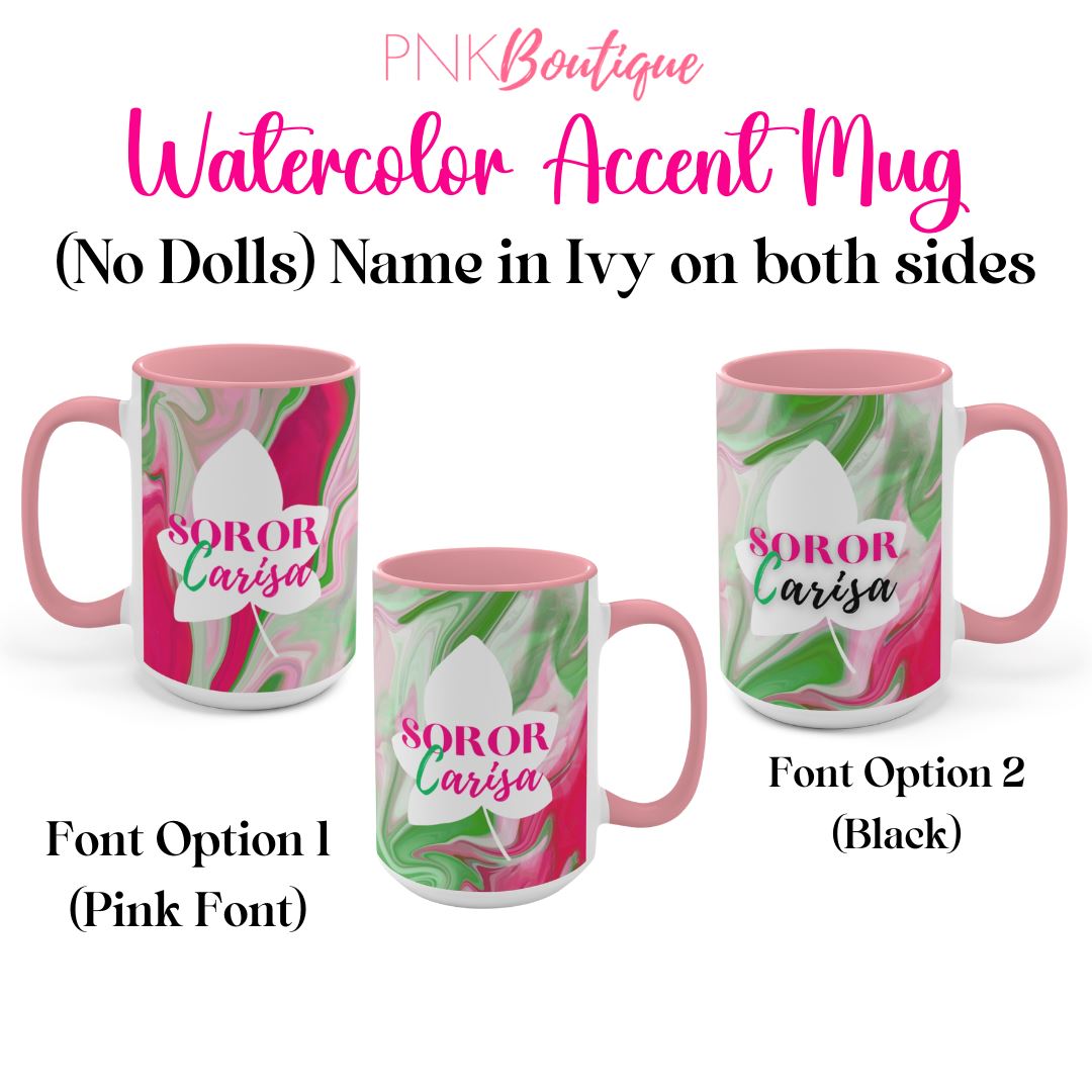 PNK Watercolor Pink & Green Personalized Accent Mug