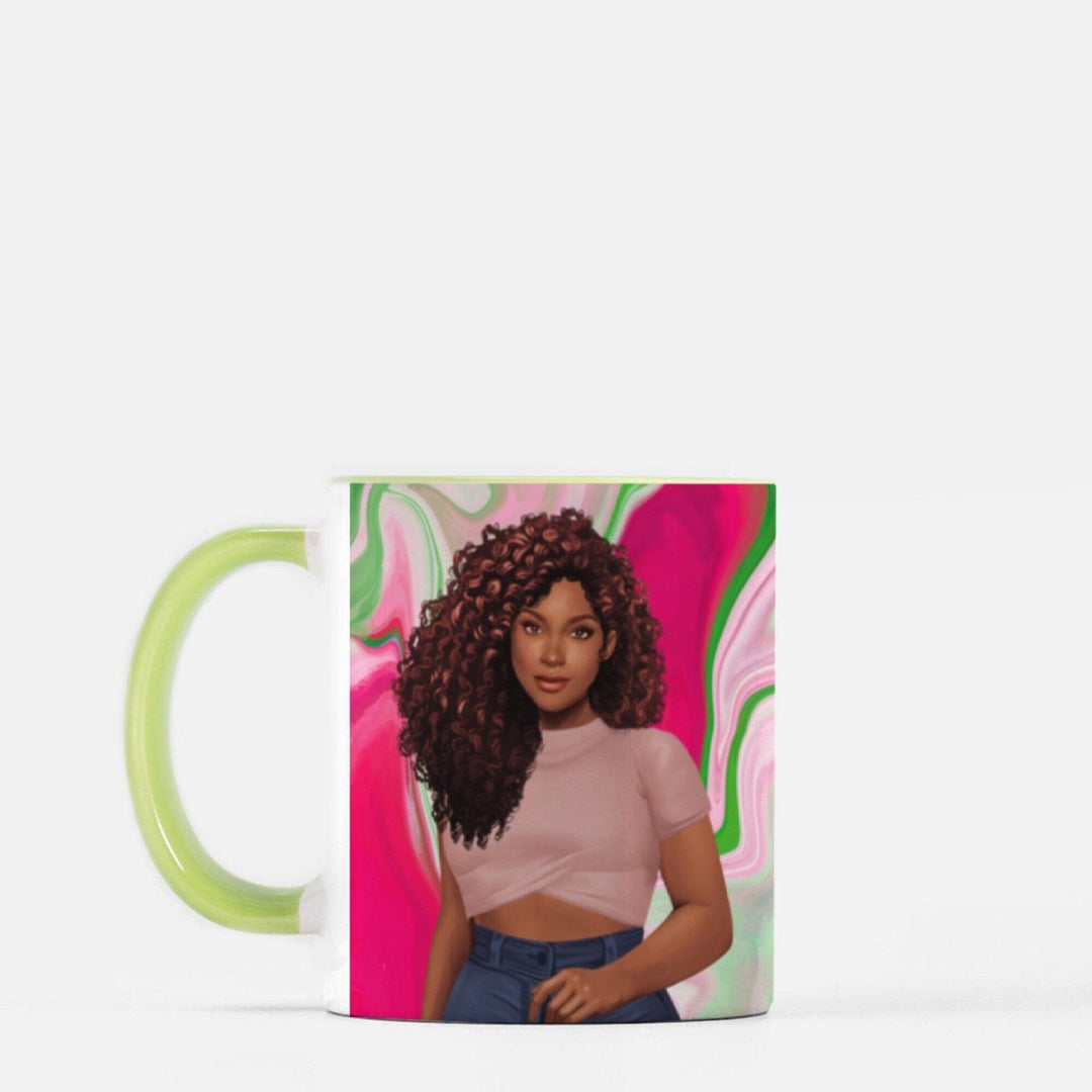 PNK Watercolor Pink & Green Personalized Accent Mug