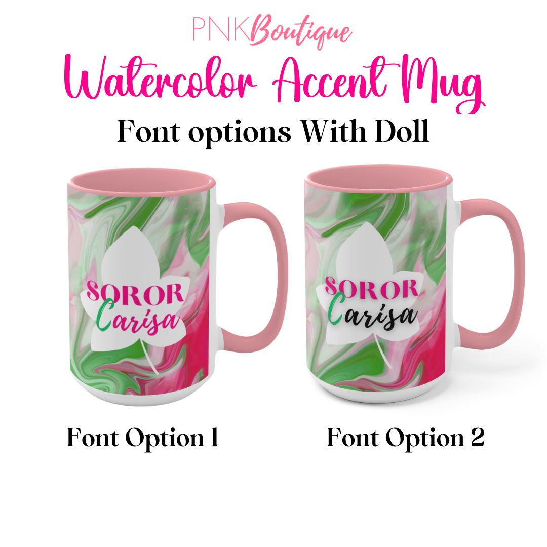 PNK Watercolor Pink & Green Personalized Accent Mug