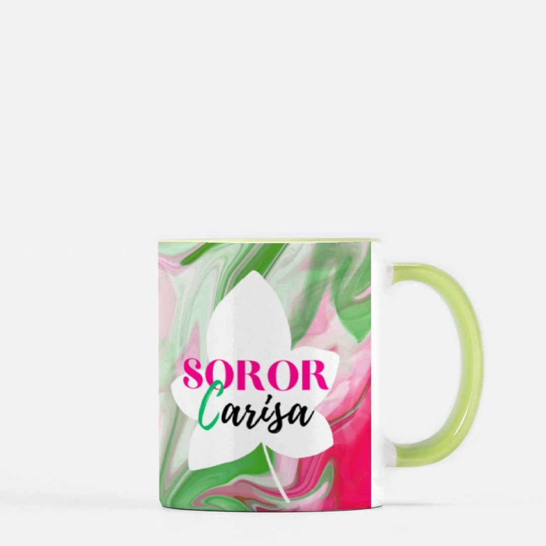 PNK Watercolor Pink & Green Personalized Accent Mug