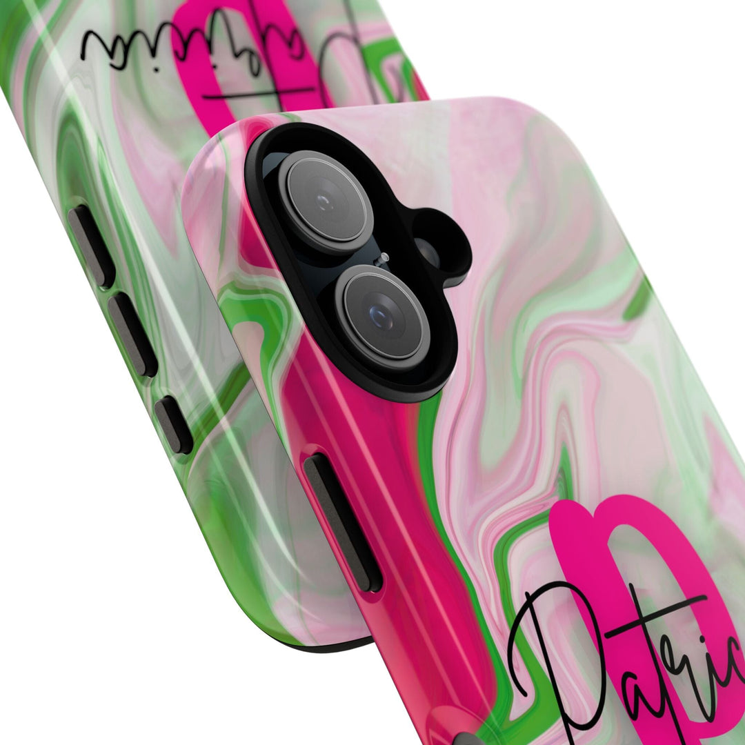 PNK Watercolor Pink & Green Personalized Tough Phone Case