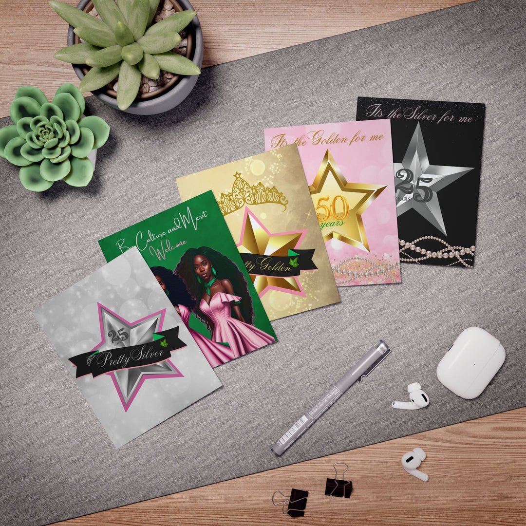 Silver and Golden Soror Multi-Design Greeting Cards (5-Pack)