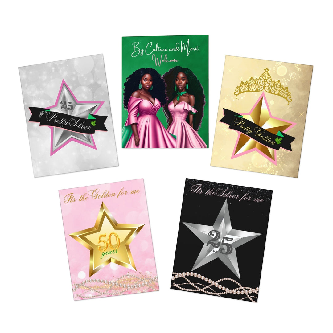 Silver and Golden Soror Multi-Design Greeting Cards (5-Pack)