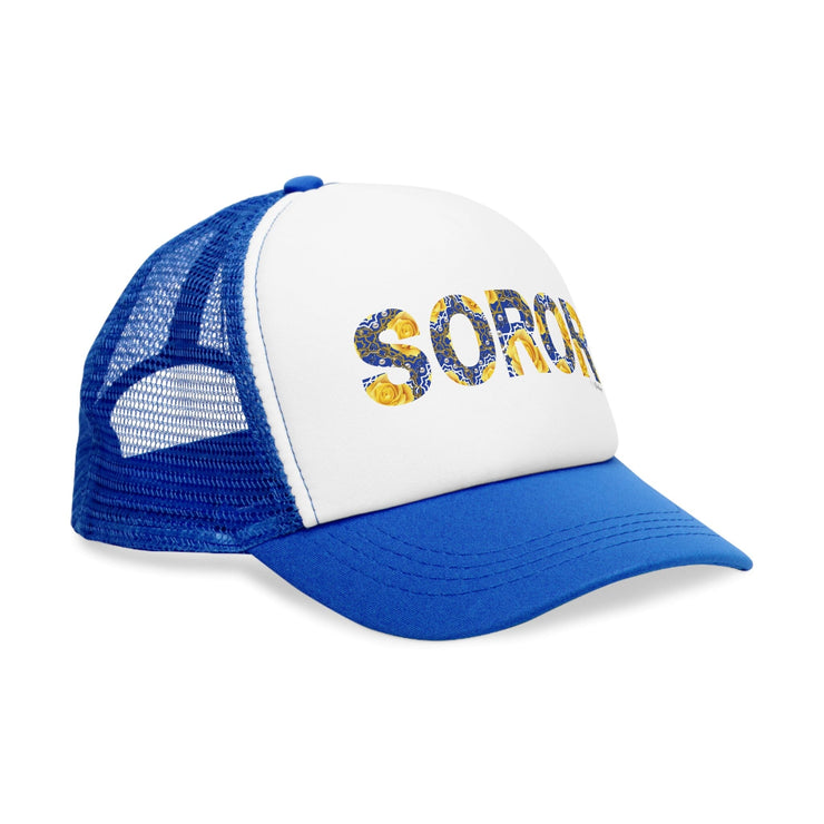 Soror Blue and Gold Trucker Snap Back Cap
