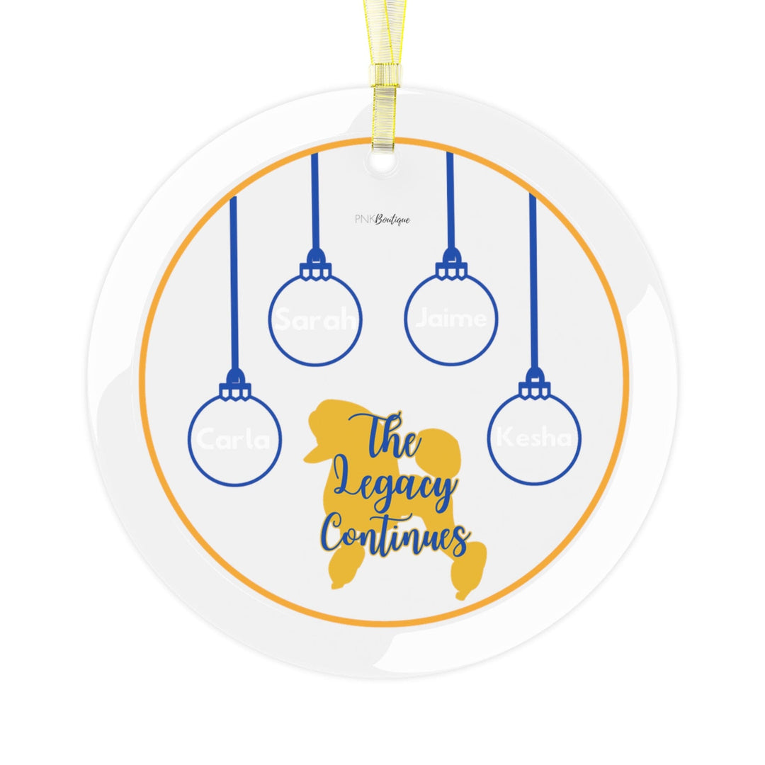 The Legacy Personalized Blue & Gold Glass Ornament