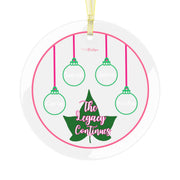 The Legacy Personalized Pink and Green Glass Ornament
