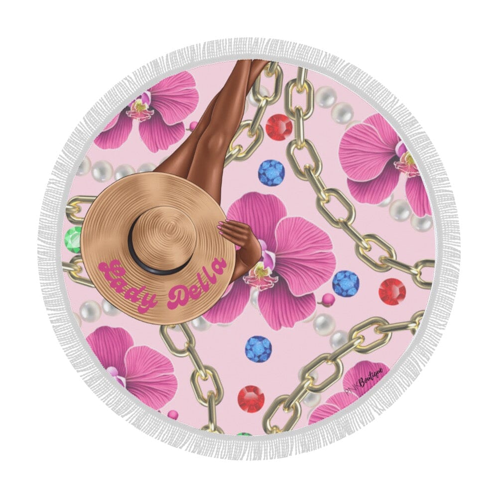 Top Ladies Personalized Round Beach Towel