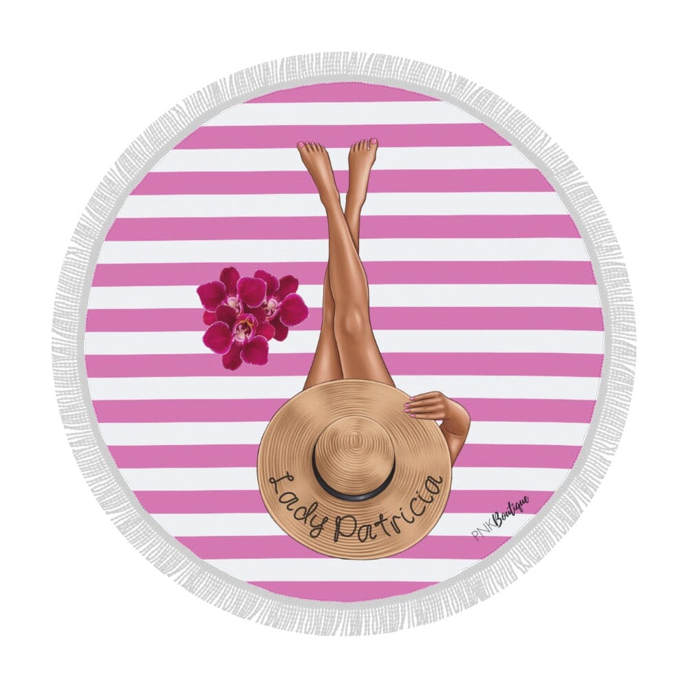 Top Ladies Personalized Round Beach Towel