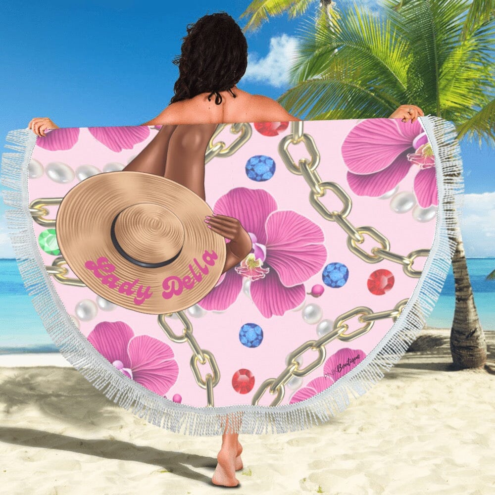 Top Ladies Personalized Round Beach Towel