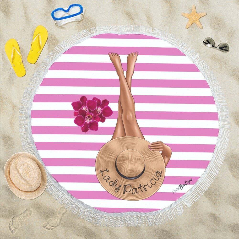 Top Ladies Personalized Round Beach Towel