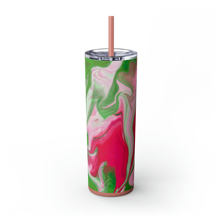 Watercolor Personalized Skinny Tumbler with Straw, 20oz