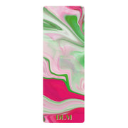 Watercolor  Pink and Green Personalized Rubber Yoga Mat