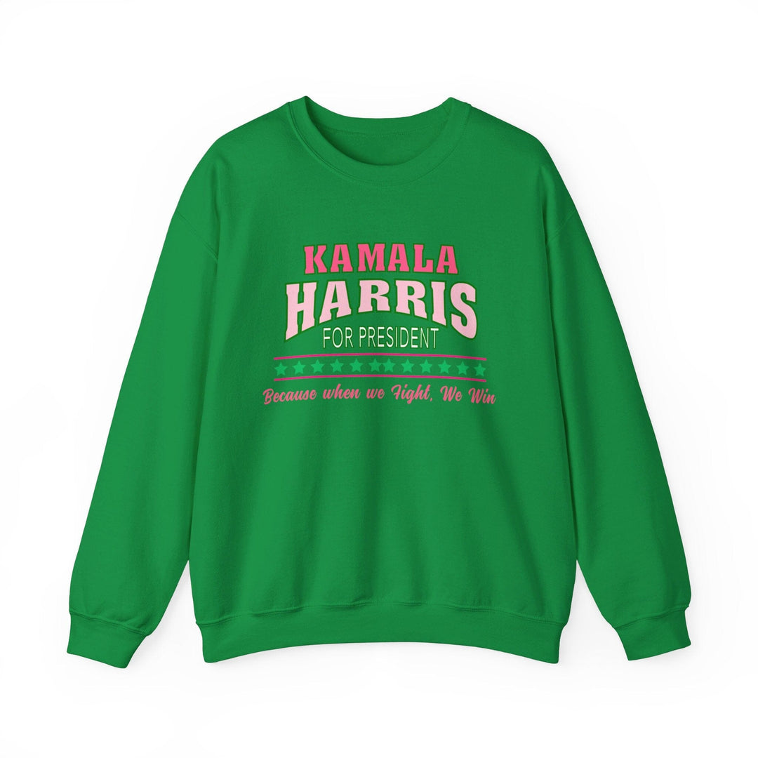 When We Fight, We Win Kamala Harris Inspired Crewneck Sweatshirt