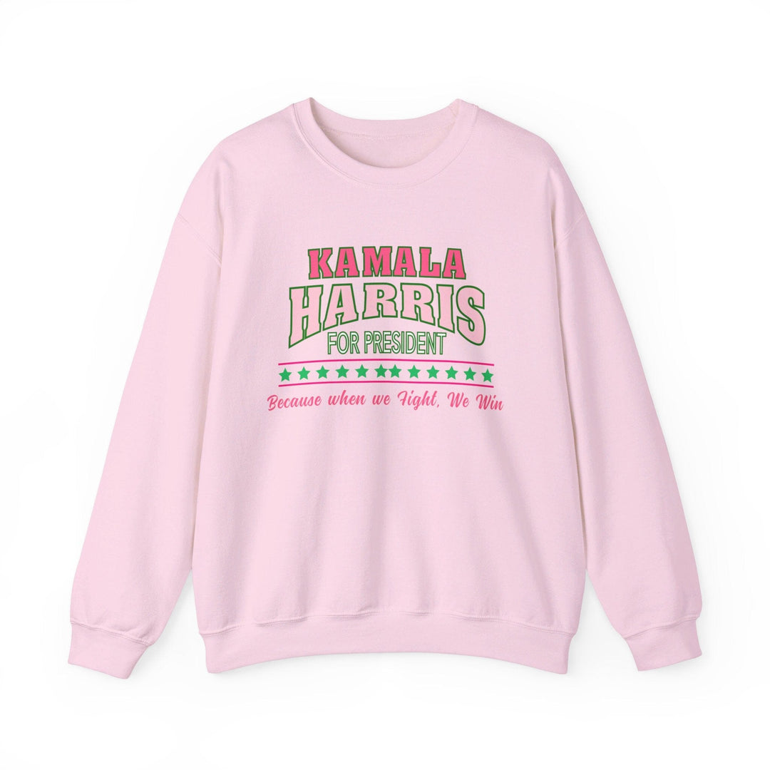 When We Fight, We Win Kamala Harris Inspired Crewneck Sweatshirt