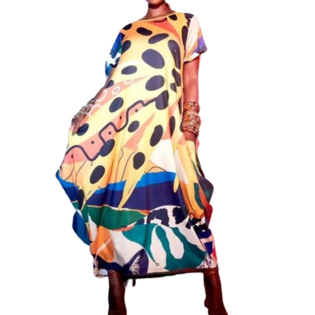 Abstract Print Maxi Dress