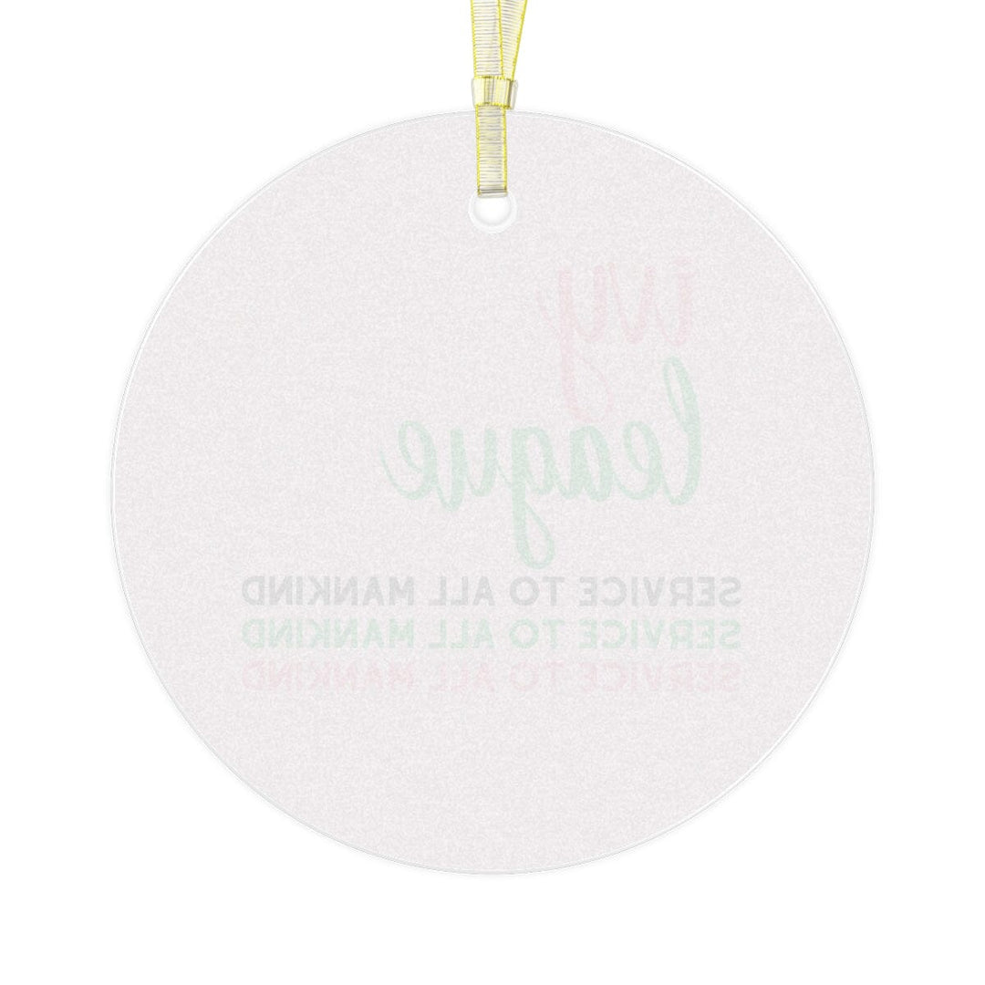 Ivy League Pink and Green Glass Ornament