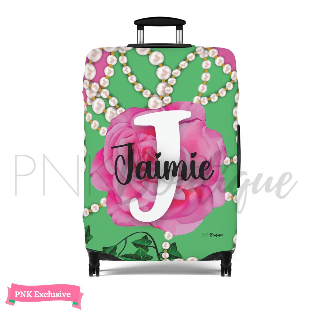 PNK Signature Pink & Green Personalized Luggage Cover