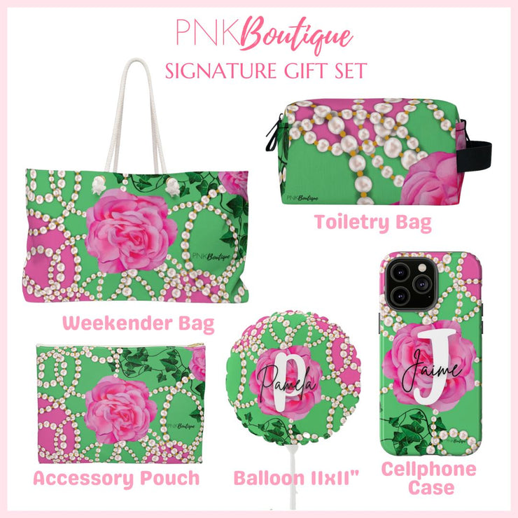 PNK Signature Pink & Green Personalized Luggage Cover