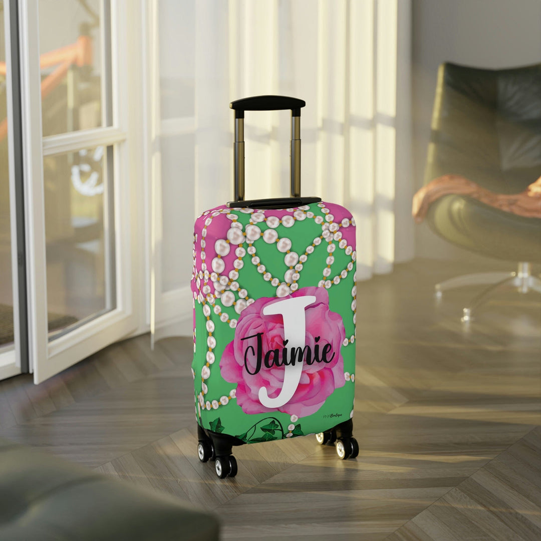 PNK Signature Pink & Green Personalized Luggage Cover