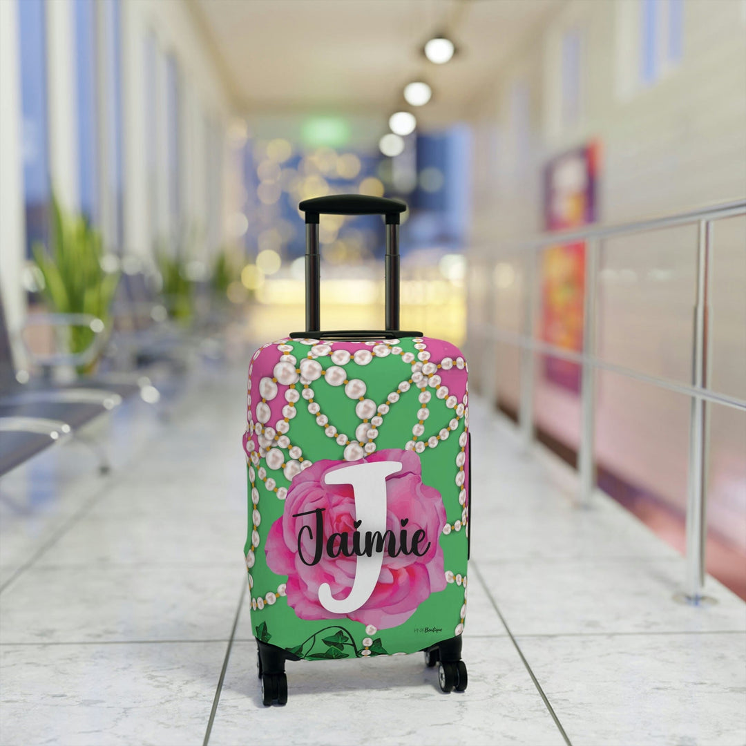 PNK Signature Pink & Green Personalized Luggage Cover